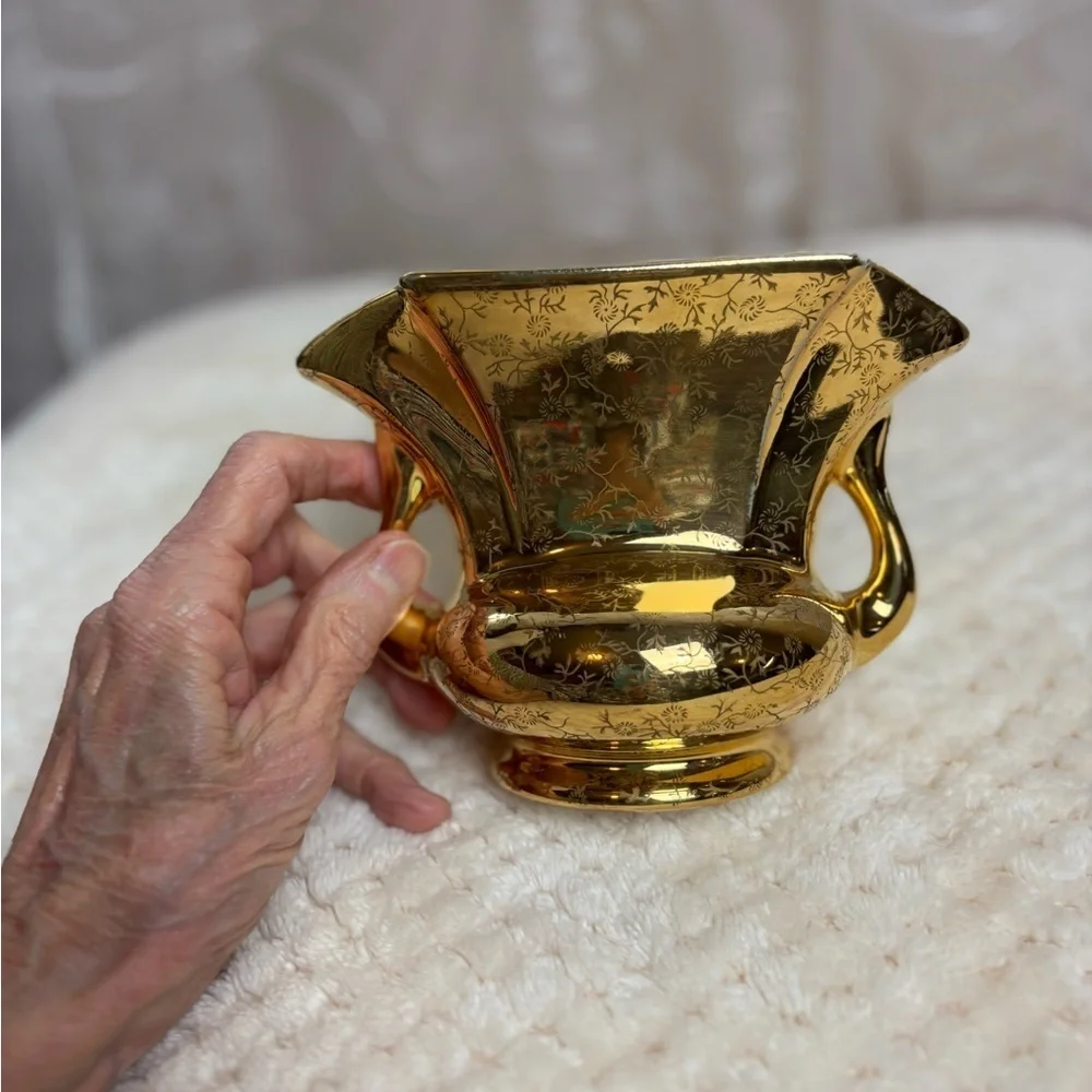 Vintage 22 K Gold Overlay Art Deco Vase